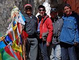 23 Gyan Tamang, Jerome Ryan, Tibetan Guide Ngawang, Local Guide Tashi At 13 Golden Chortens On Mount Kailash South Face On Mount Kailash Inner Kora Nandi Parikrama I happily reached the 13 Golden Chortens (5822m) in the Saptarishi Cave in the Mount Kailash South Face at 11:30, 4:45 after starting the trek at Selung Gompa. Here is our team photo: Nepalese Guide Gyan Tamang, Jerome Ryan, Tibetan Guide Ngawang, and Local Guide Tashi.